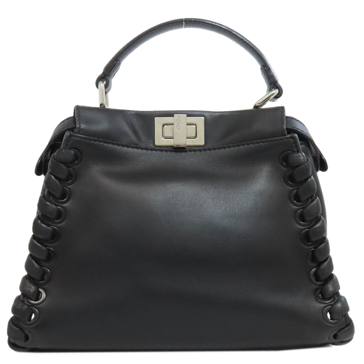 Fendi Handbag Peekaboo 2Way Leather Black Mini Travel Bag
