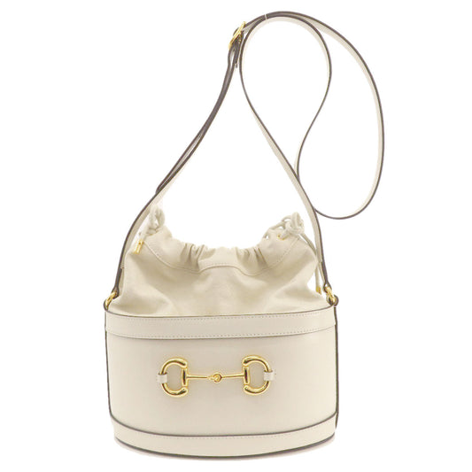 Gucci Horsebit Leather White Bucket Tote Bag