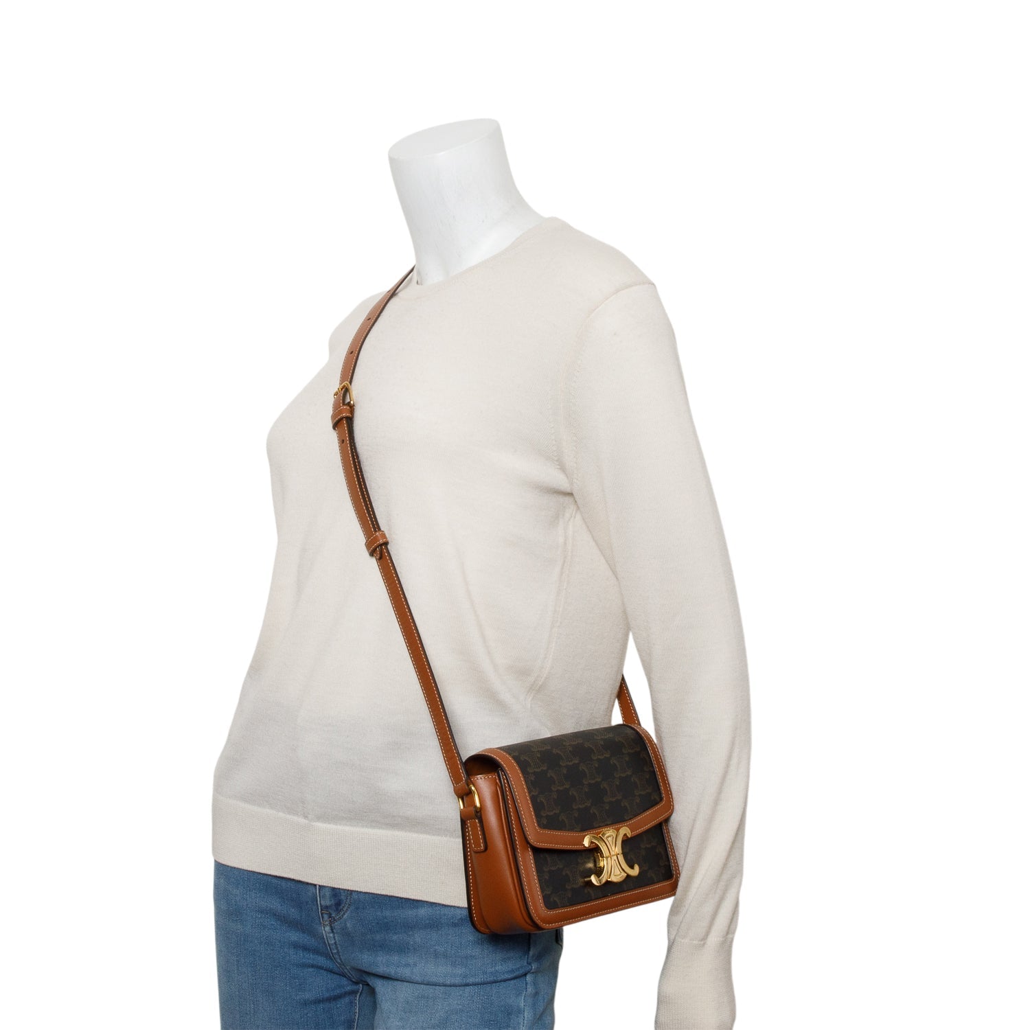 Celine Triomphe Teen Triomphe Bag Canvas Brown Travel Bag