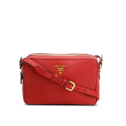 Prada Vitello Phenix Camera Bag Leather Red Travel Bag