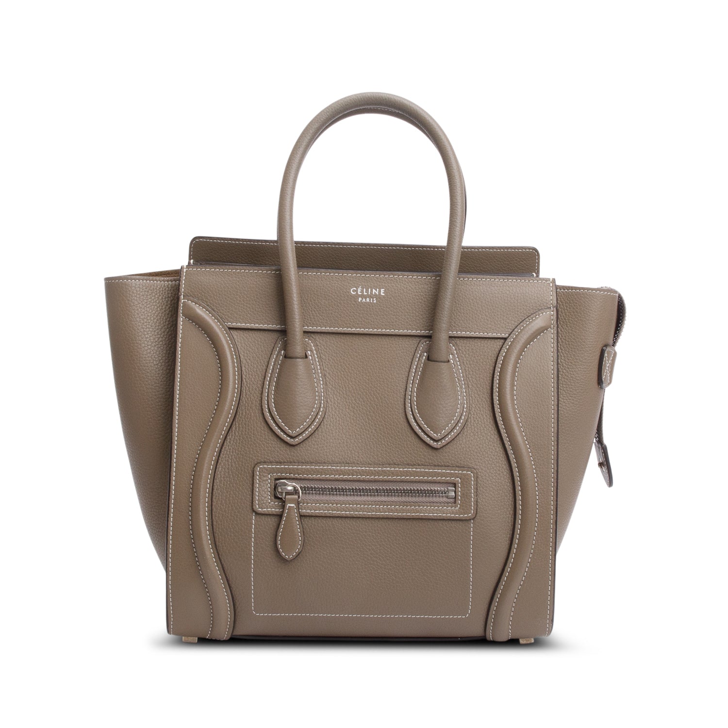 Celine Taupe Calfskin Micro Luggage Tote Handbag Tote Bag