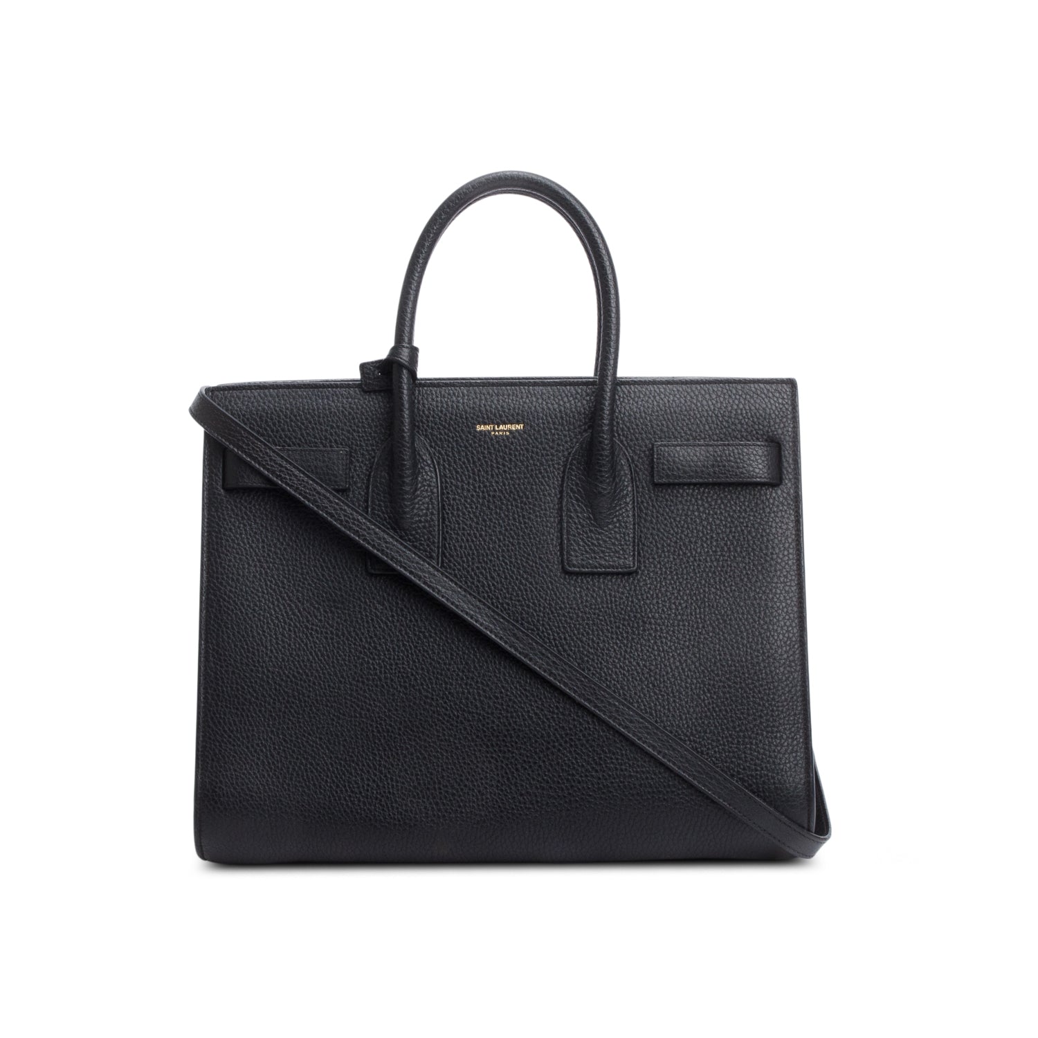 YSL Saint Laurent Grained Sac De Jour Travel Bag Leather Black