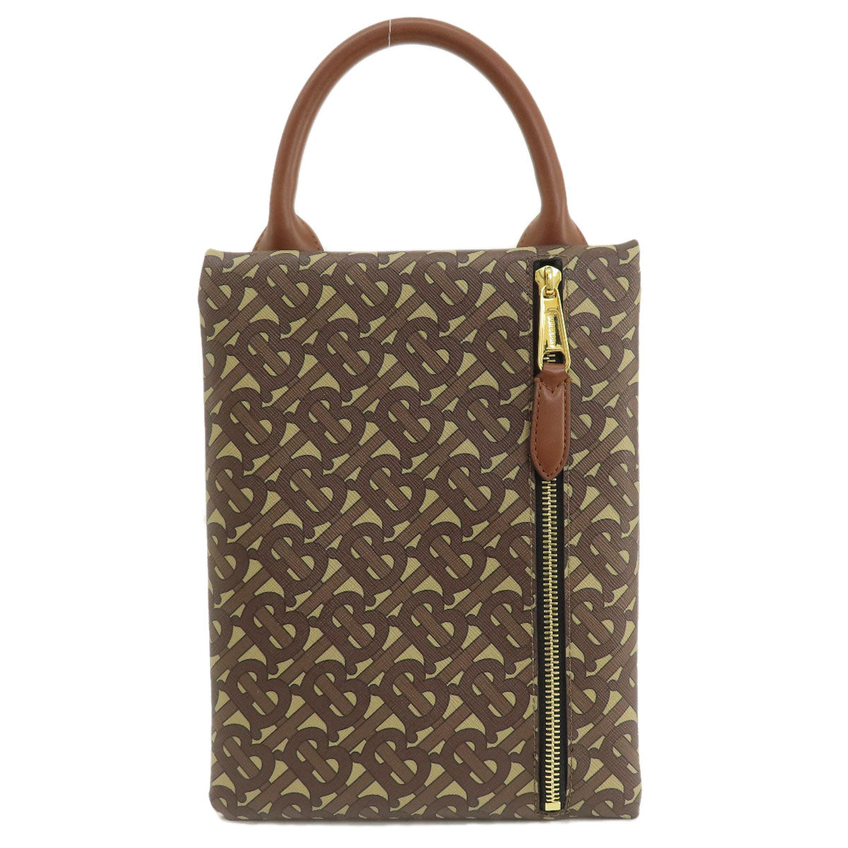 Burberry Pvc Total Pattern Handbag Brown Logo Travel Bag