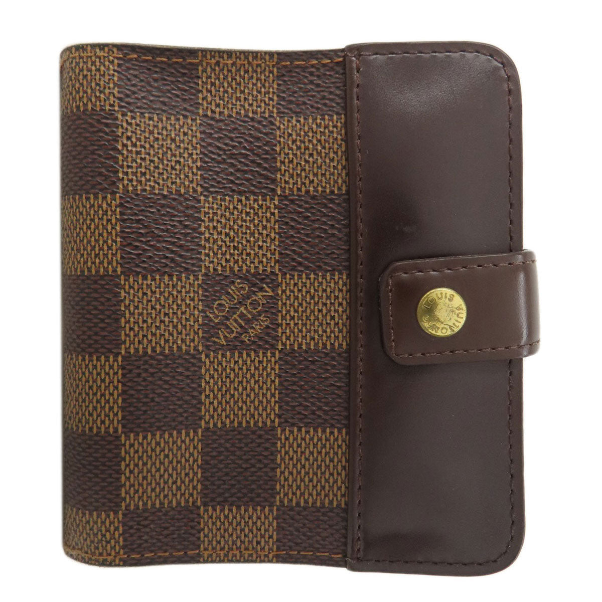 Louis Vuitton Bifold M61668 Damier Compact zip Canvas Brown Wallet Case 3