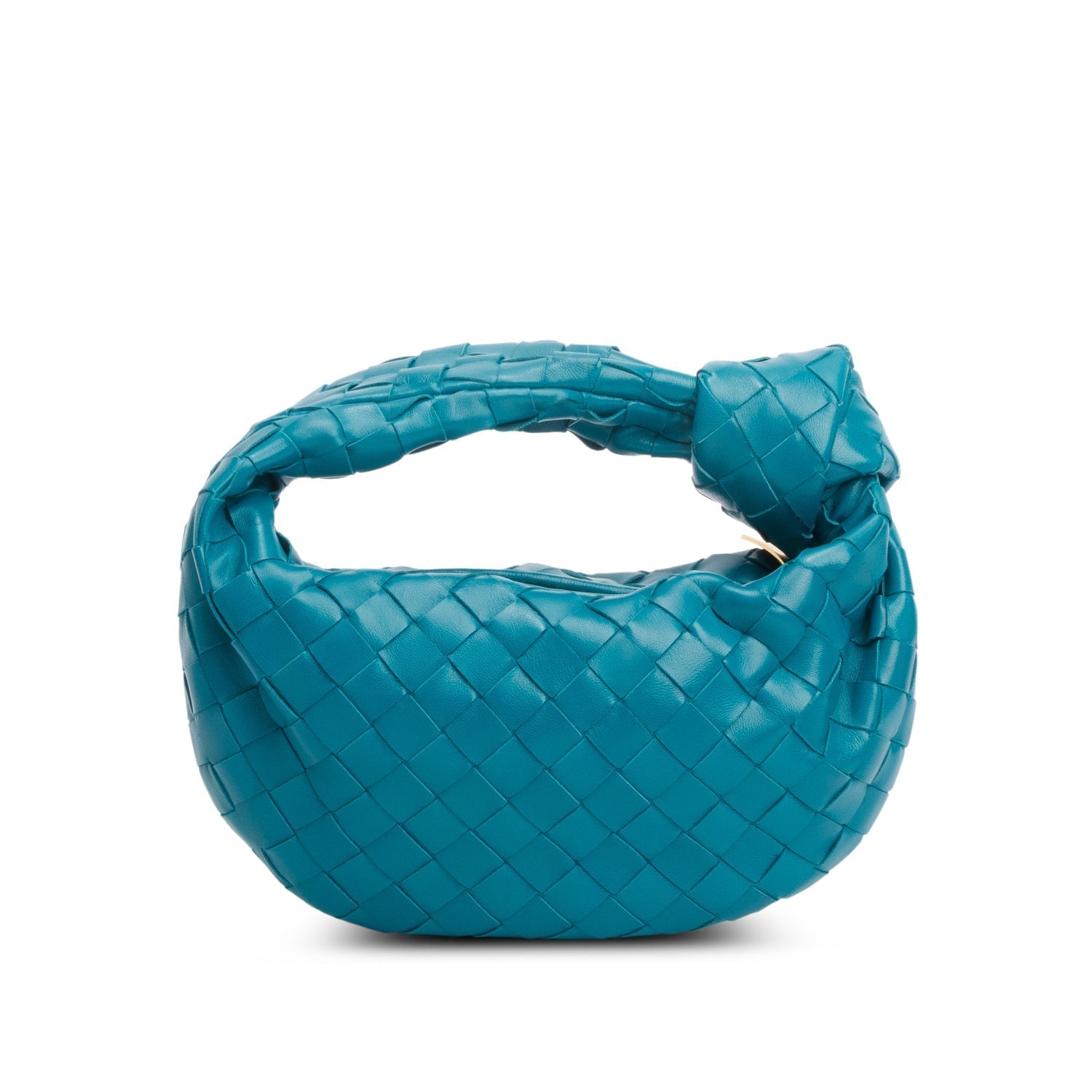 Bottega Veneta Teal Lambskin Intrecciato Jodie Travel Bag Mini