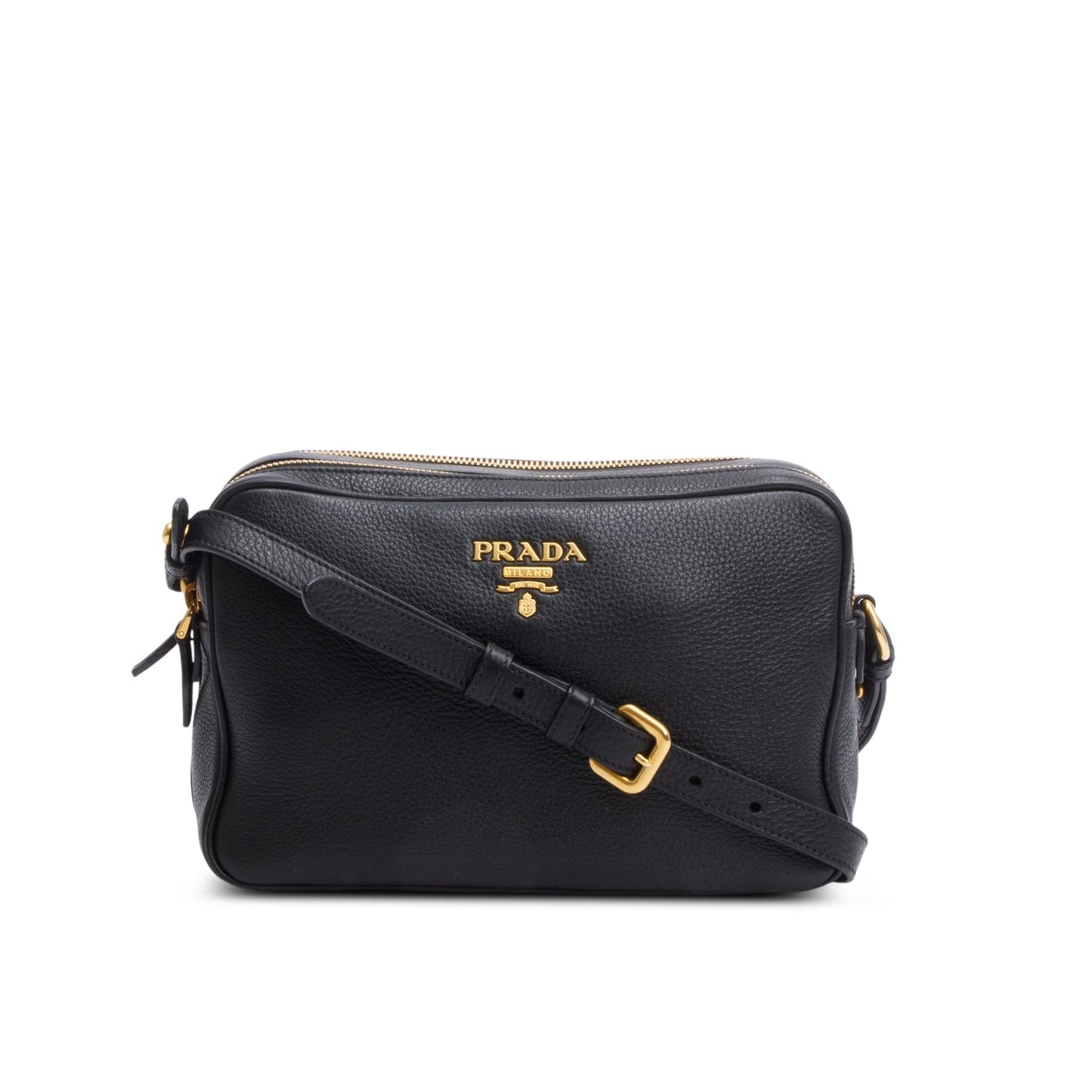 Prada Vitello Phenix Camera Bag Leather Black Travel Bag