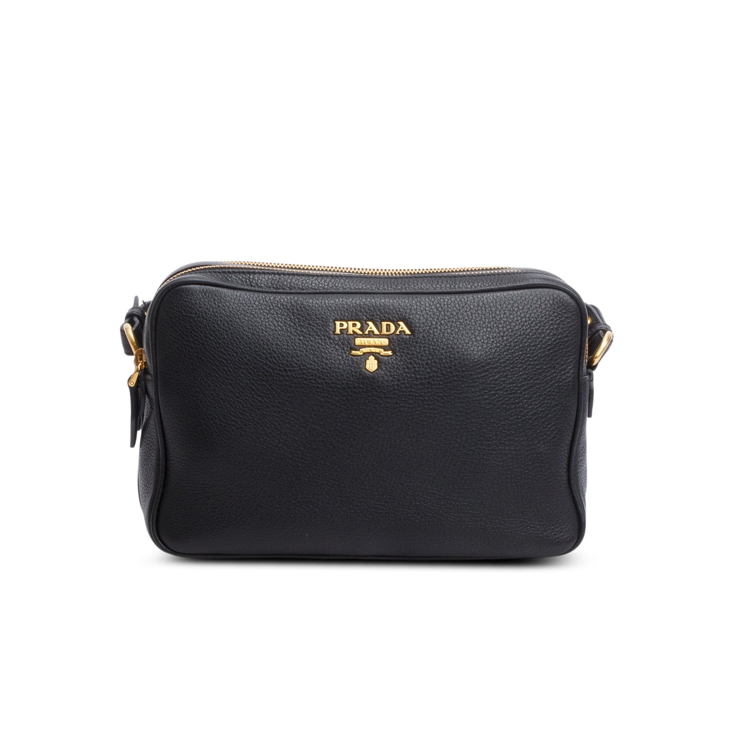 Prada Vitello Phenix Camera Bag Leather Black Travel Bag