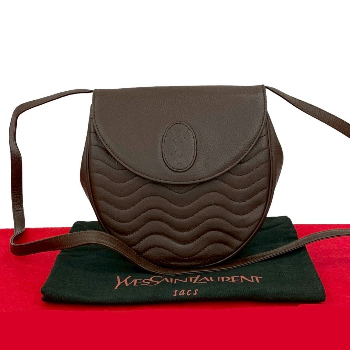 YSL Saint Laurent Yves Shoulder Bag Leather Brown