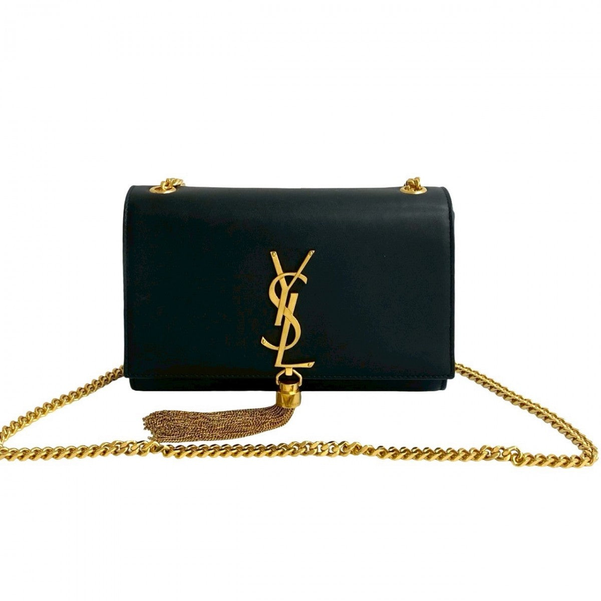 YSL Saint Laurent Yves Shoulder Bag Leather Black 654A203243869