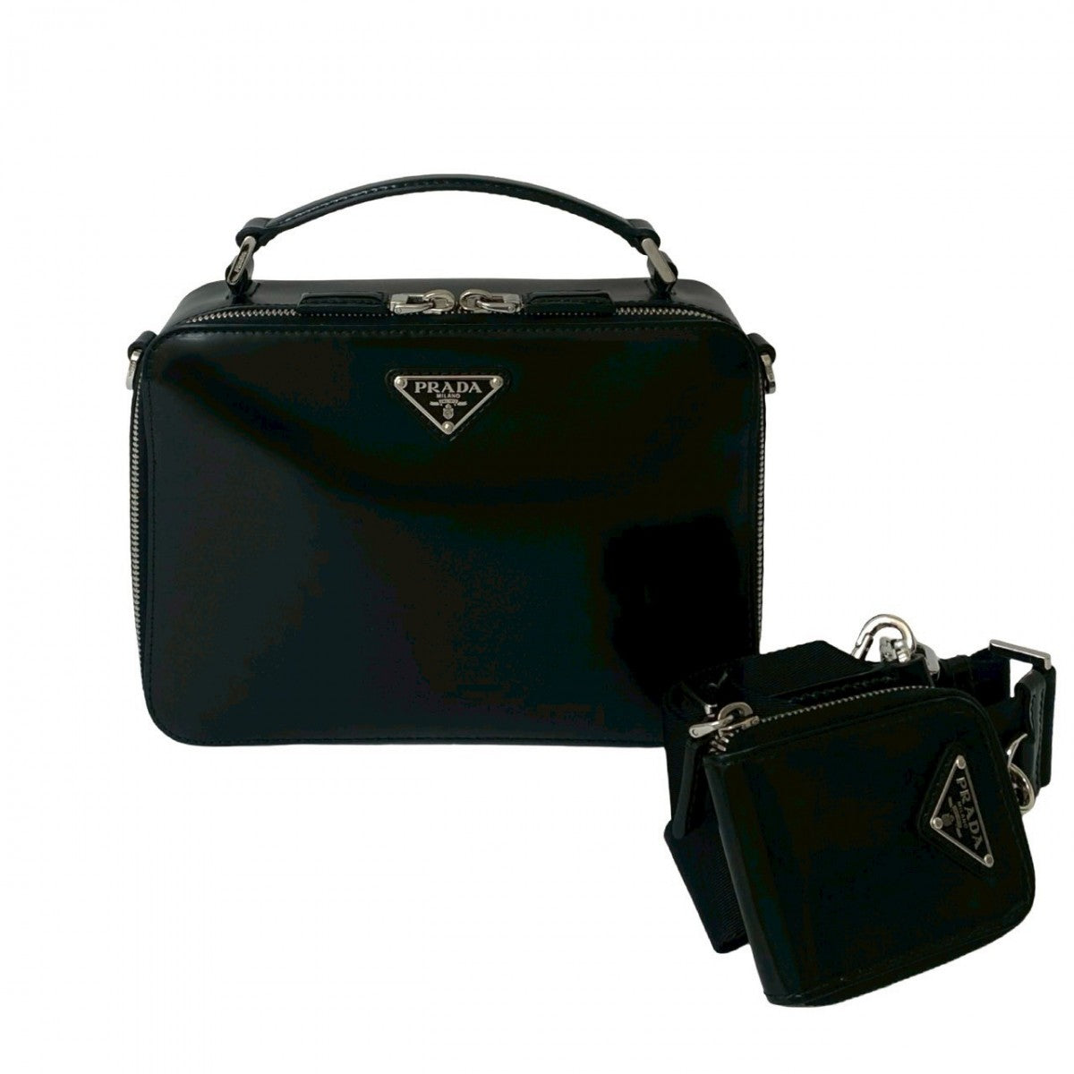 Shoulder Bag Brick Brush Leather Black