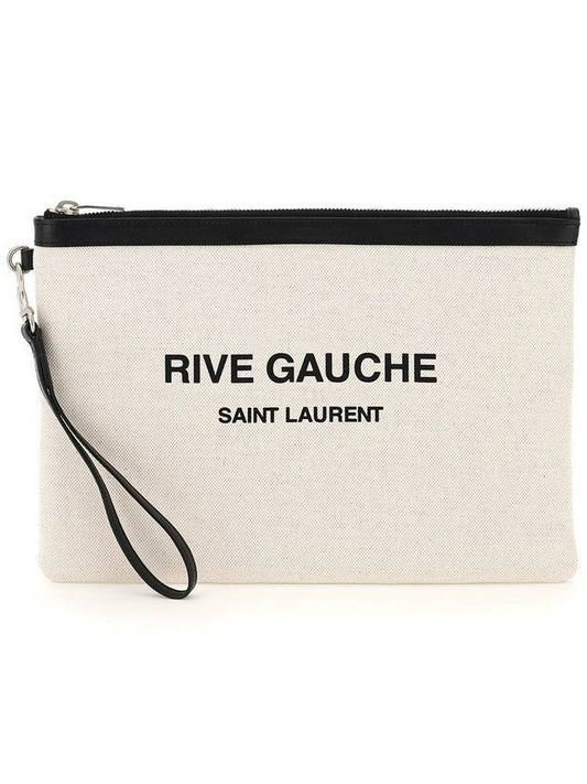 YSL Saint Laurent Saint Laurent Trending Rive Gauche Linen Clutch White Clutch Bag