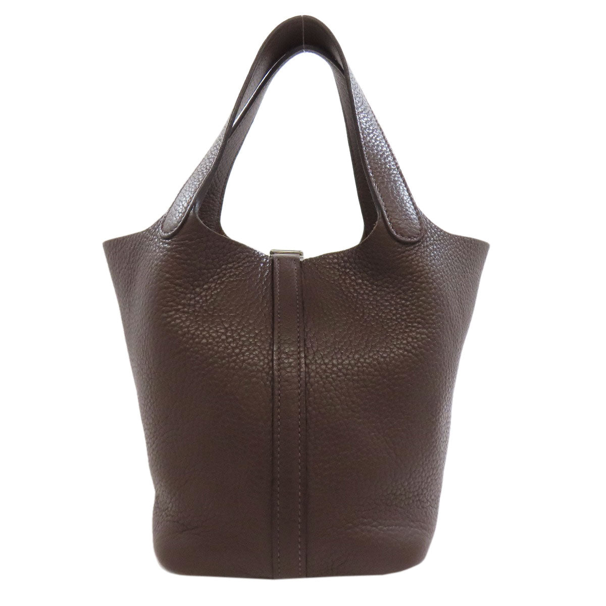 Hermes Handbag Taurillon Clemence Picotin Lock Pm Silvermetal Brown Travel Bag