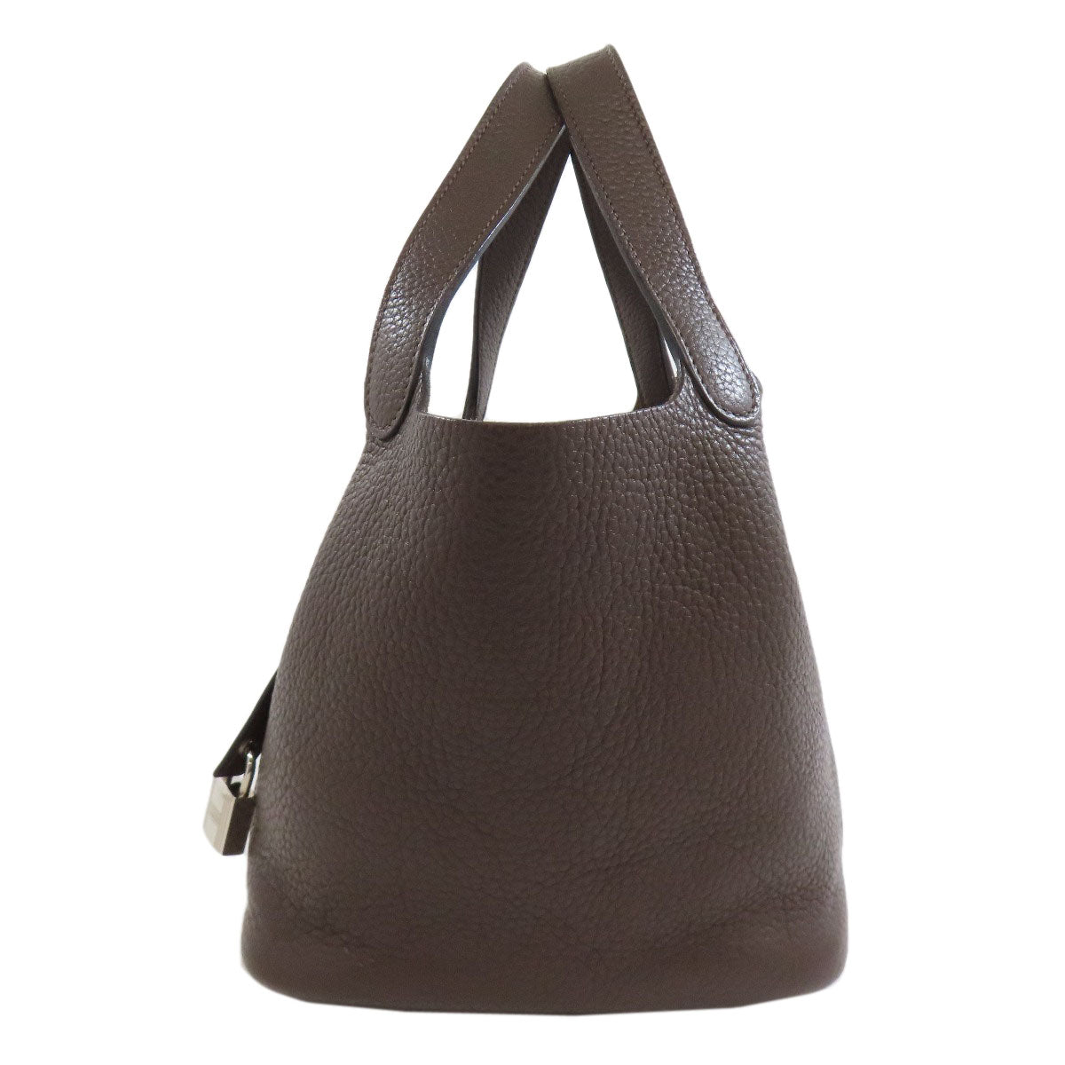 Hermes Handbag Taurillon Clemence Picotin Lock Pm Silvermetal Brown Travel Bag