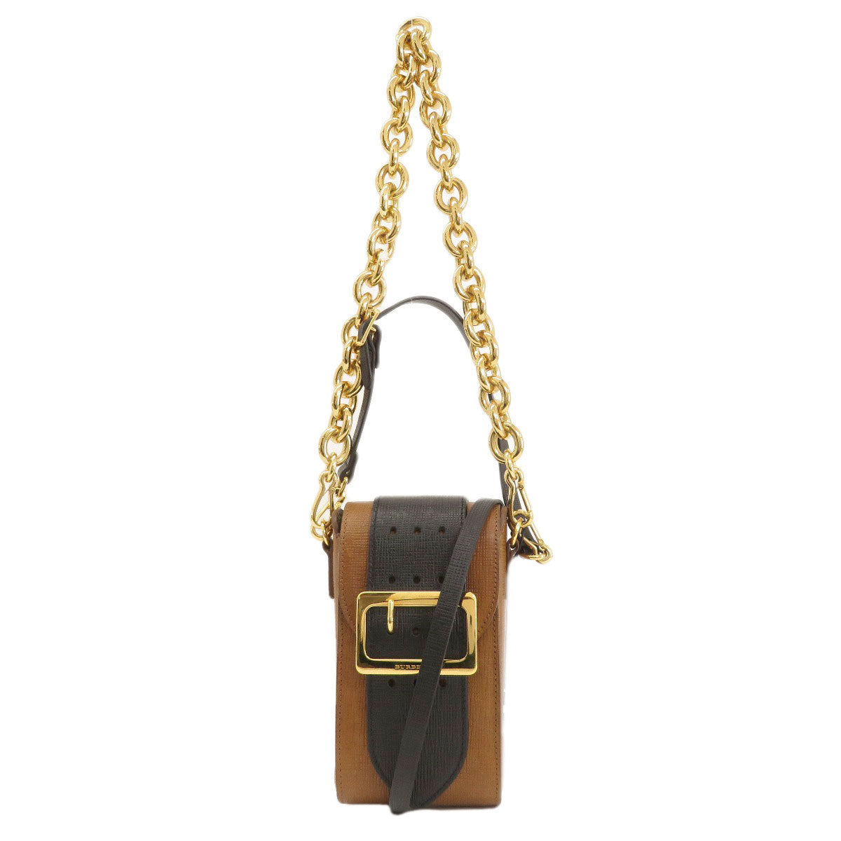 Burberry Shoulder Bag 3Way Belt Motif Leather Brown