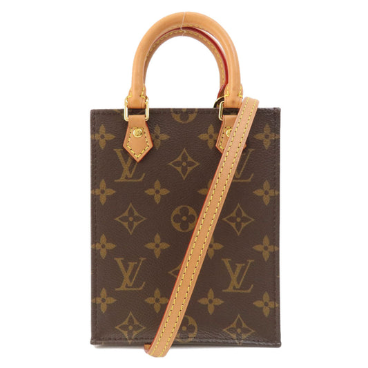 Louis Vuitton M69442 Petite Sac Plat Monogram Canvas Brown Shoulder Bag