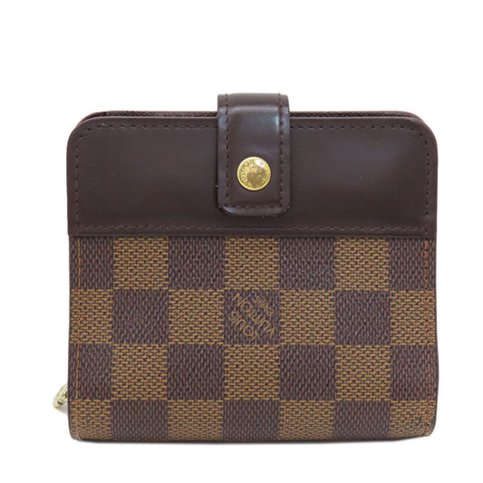Louis Vuitton Bifold M61668 Damier Compact Zip Canvas Brown Wallet Case 2