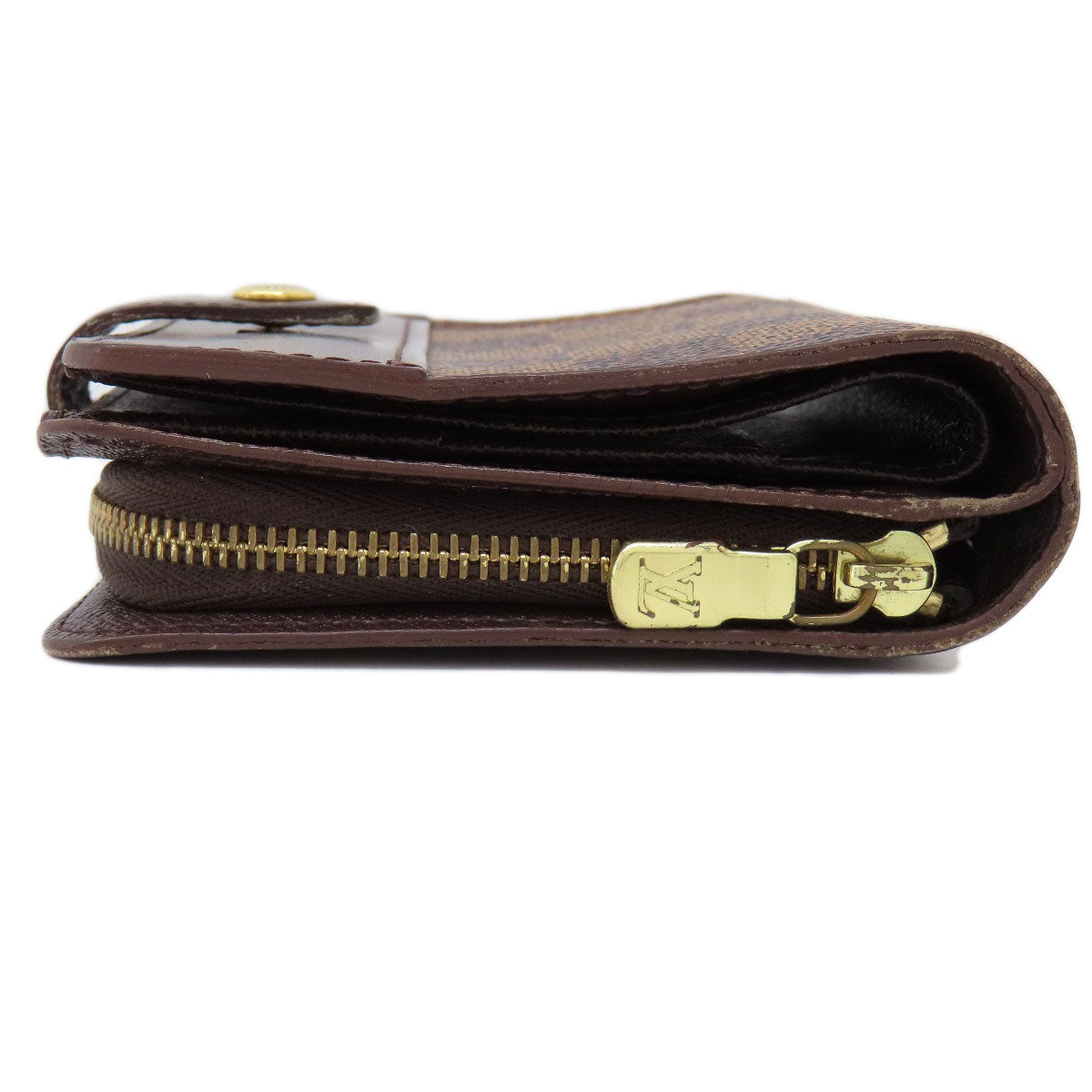 Louis Vuitton Bifold M61668 Damier Compact Zip Canvas Brown Wallet Case 2