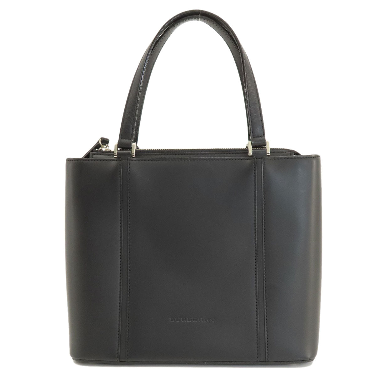 Burberry Logometal Handbag Leather Black Travel Bag
