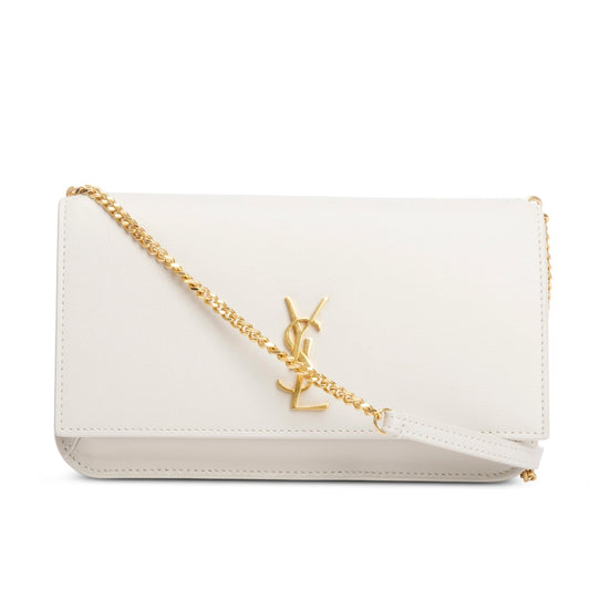 YSL Saint Laurent Smooth Cassandre Phone Holder Bag Leather White Travel Bag