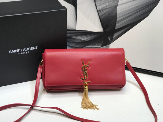 YSL Saint Laurent Kate Tassel 10in 26cm Red Small Shoulder Bag