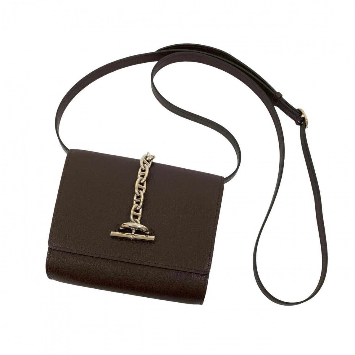 Hermes Shoulder Bag Shave Chene Dunkle Compact Brown