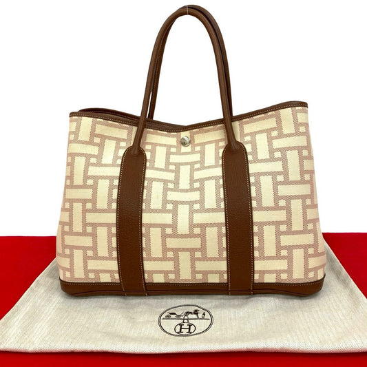 Hermes Tote Bag Garden Party Pm Canvas Brown