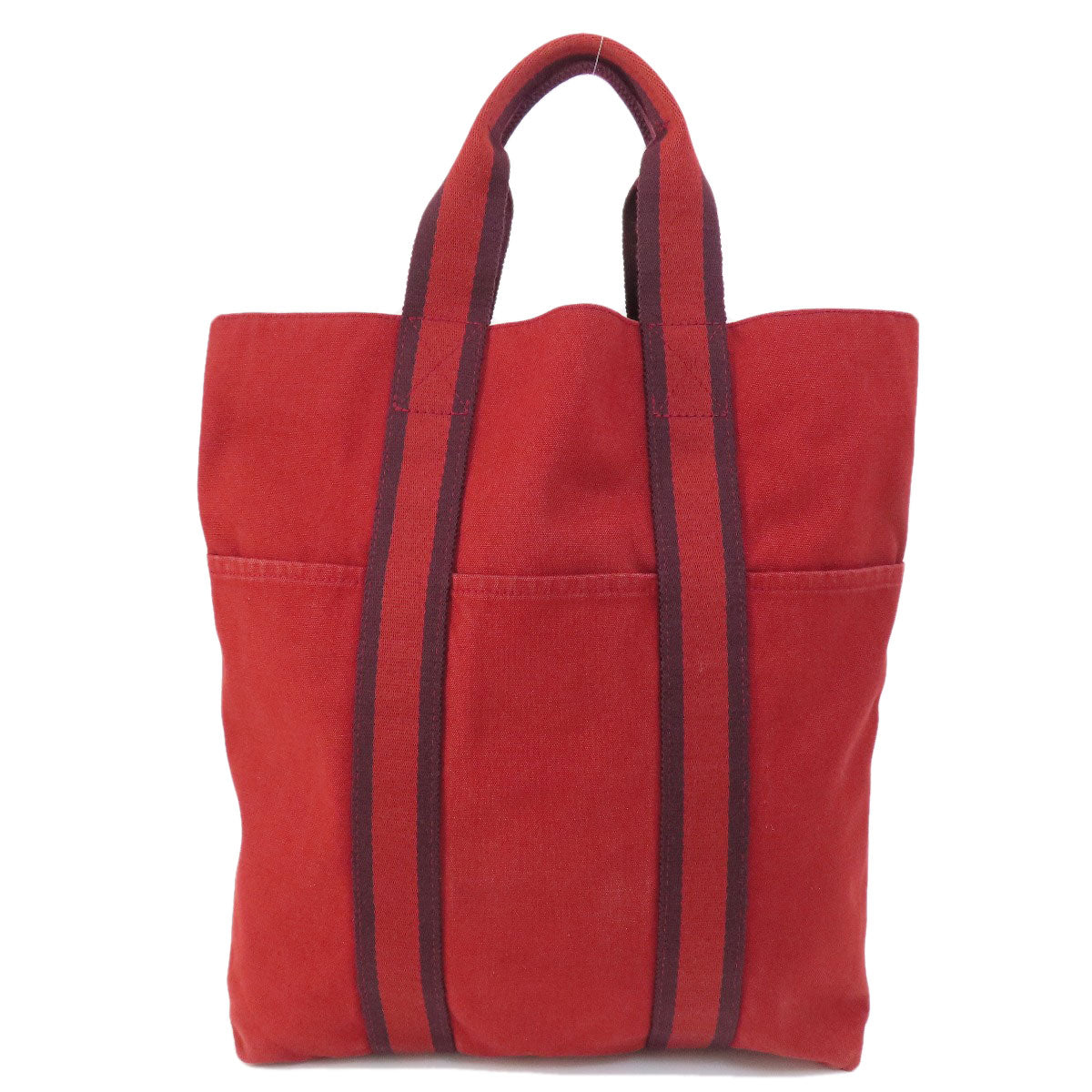 Hermes Handbag Fool Toe Kabas Women Canvas Red Travel Bag