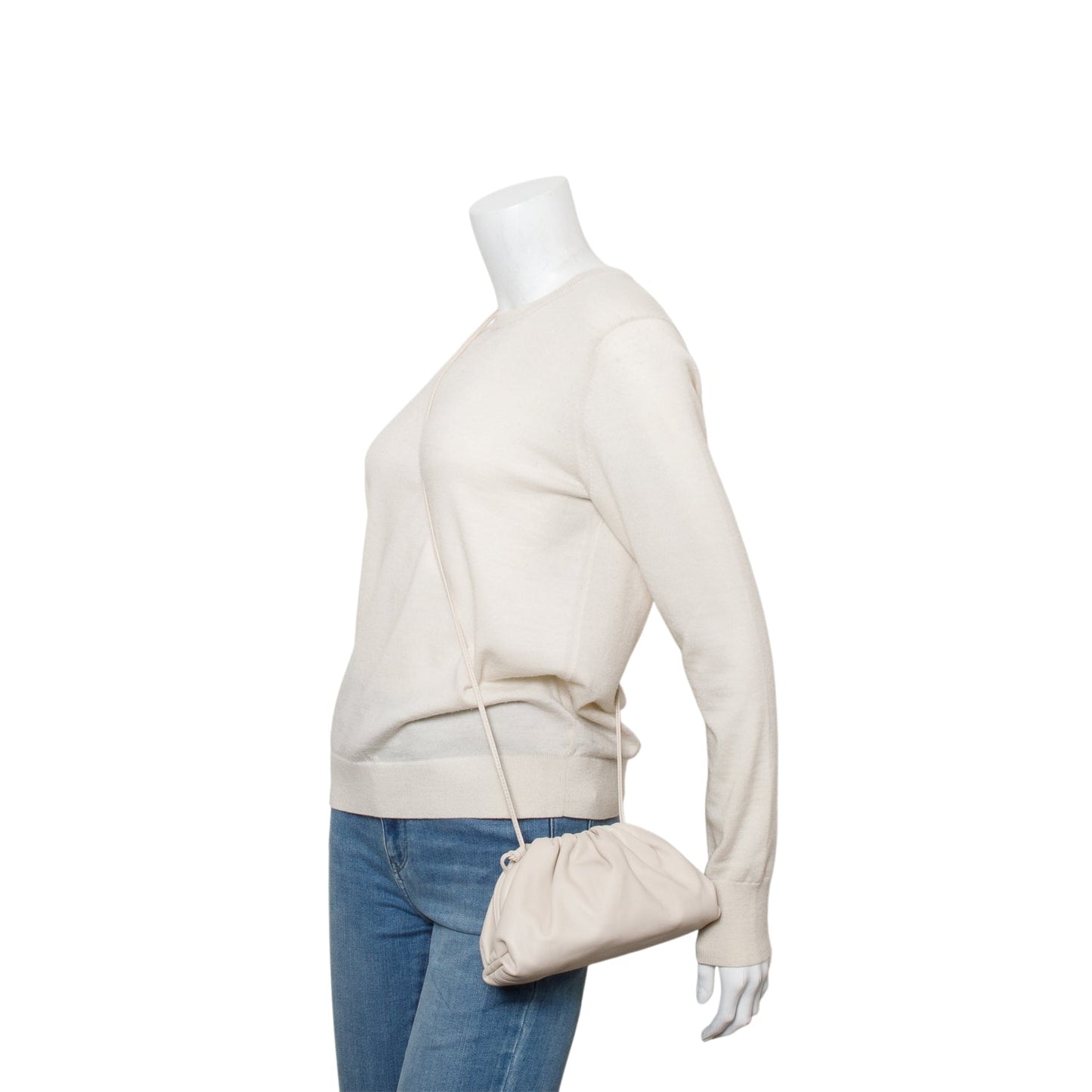 Bottega Veneta Butter Calfskin The Pouch Travel Bag Leather White