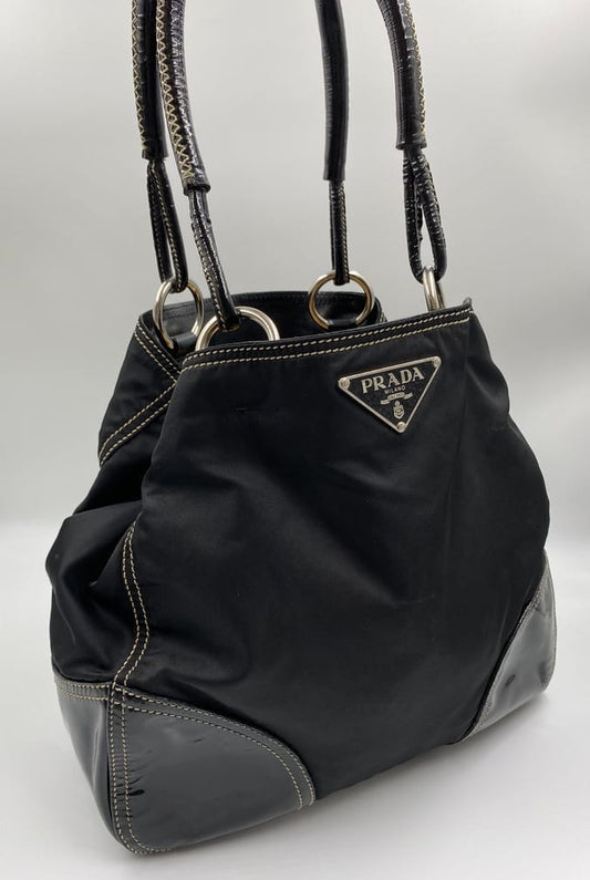 Prada And Tote Leather Nylon Tote Bag