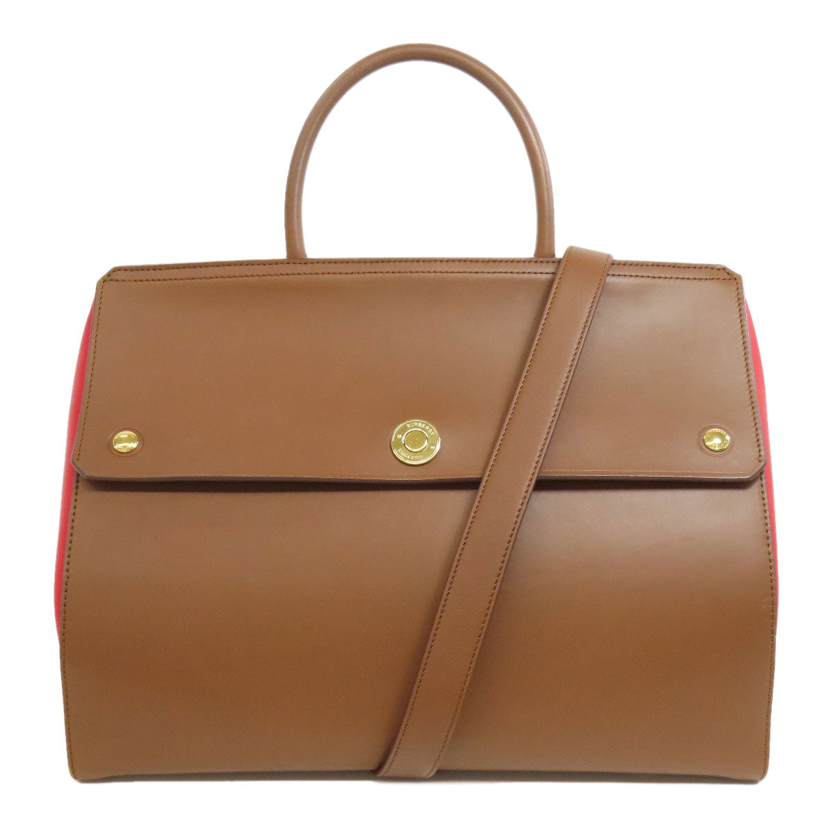 Burberry 2Way Handbag Leather Brown Travel Bag