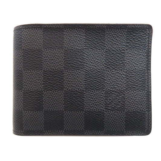 Louis Vuitton Bifold N62663 Damier Portefeuille Canvas Black Wallet Case