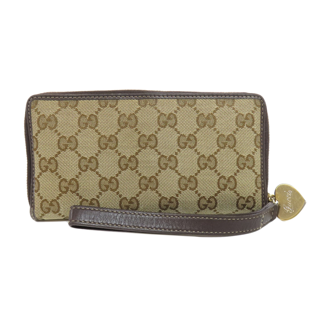 Gucci Long Purse Zip Around GG Canvas Brown Wallet Case