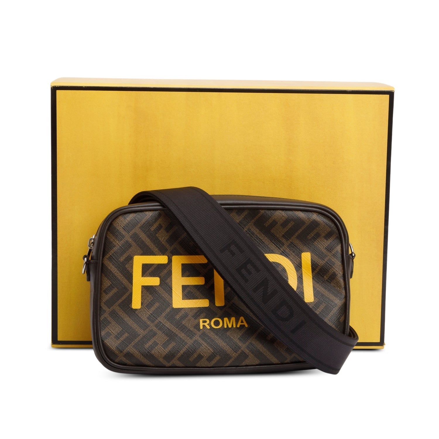 Fendi Ff Zucca Camera Case Bag Leather Canvas Travel Bag
