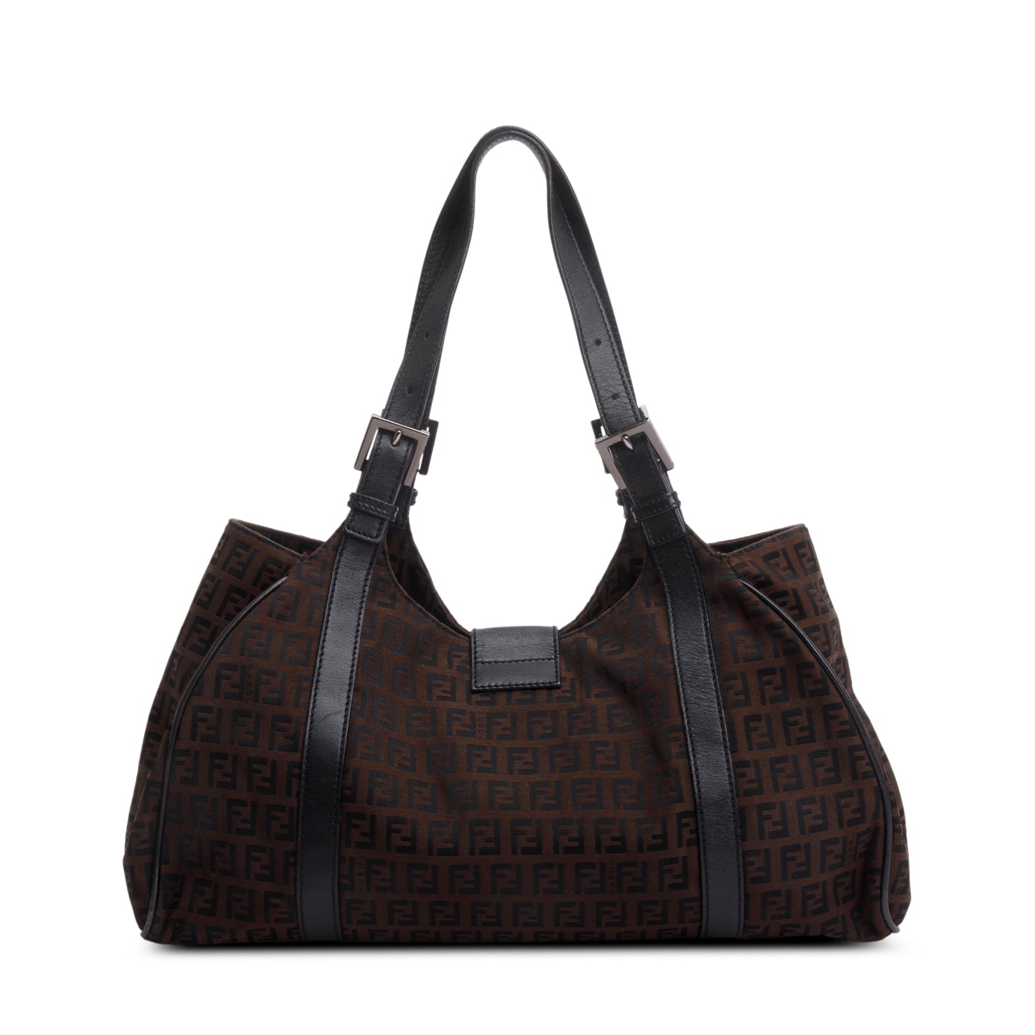 Fendi Zucca Hobo Bag Canvas Brown Travel Bag