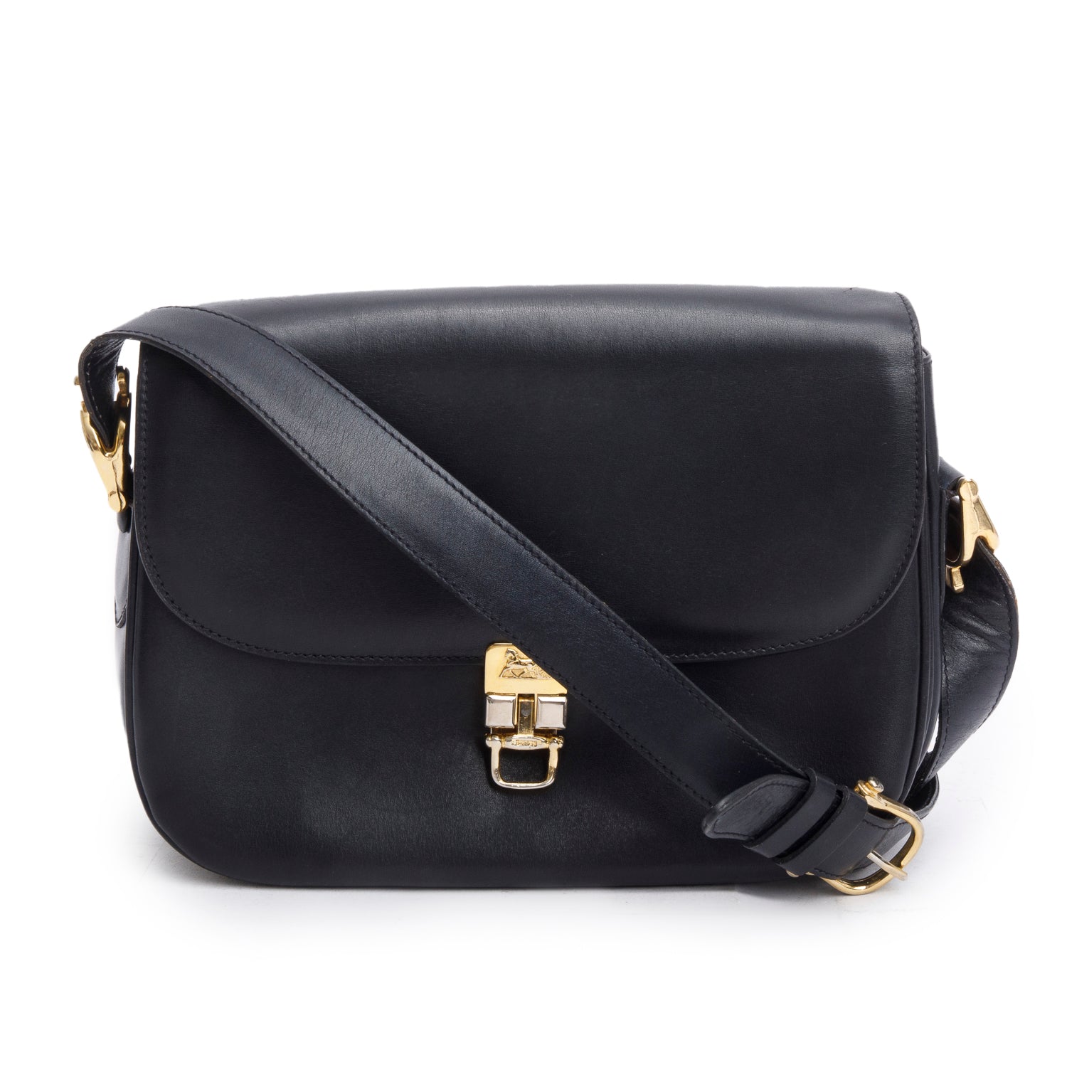 Celine Horse Carriage Shoulder Bag Leather Black