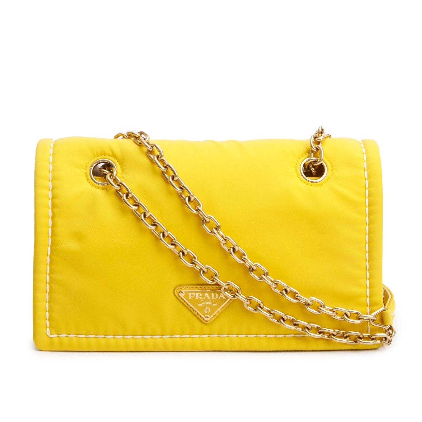 Prada Yellow Tessuto Bag Nylon Chain Travel Bag
