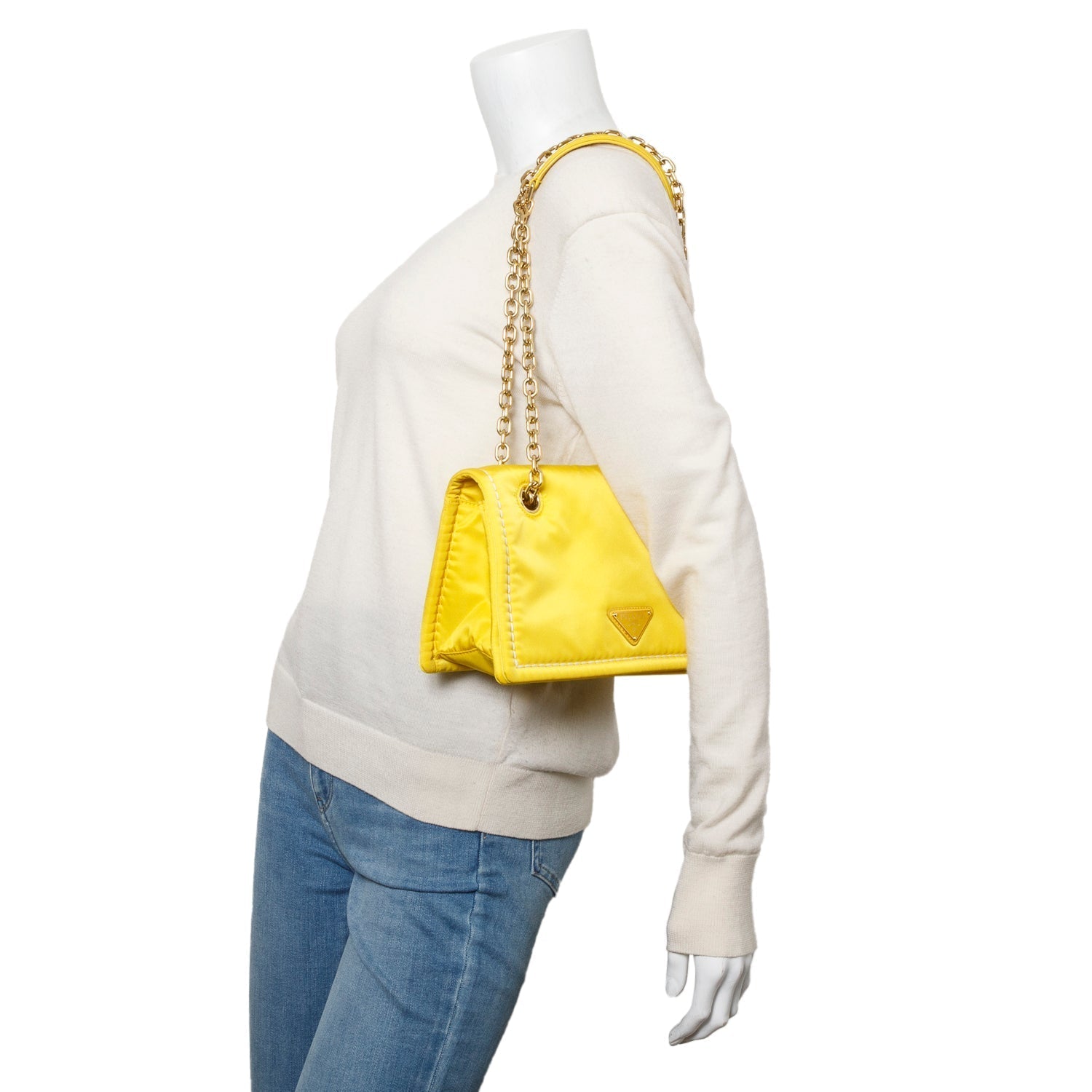 Prada Yellow Tessuto Bag Nylon Chain Travel Bag