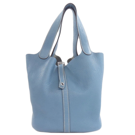 Hermes Handbag Taurillon Clemence Picotin Lock Mm Silvermetal Women Blue Travel Bag