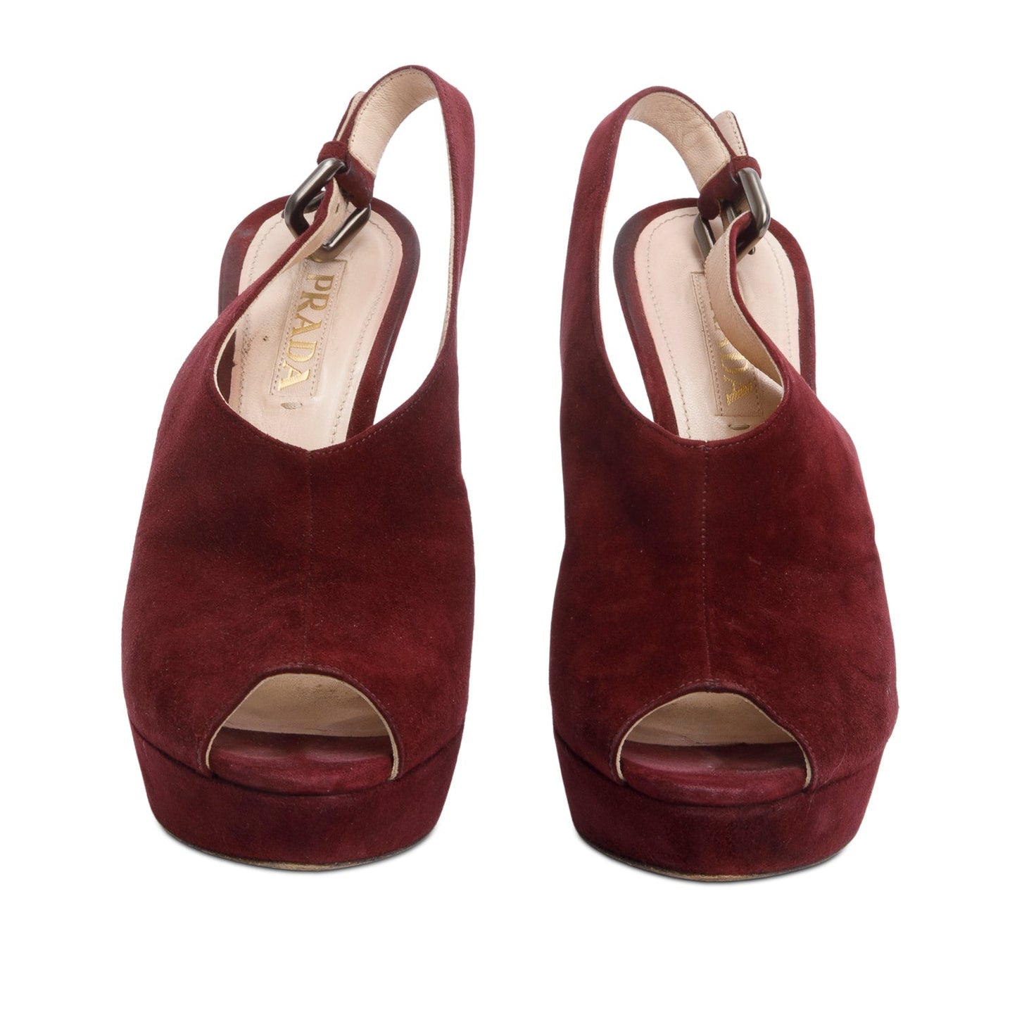 Prada Burgundy Slingback Pumps, Size Handbag Suede Shoes