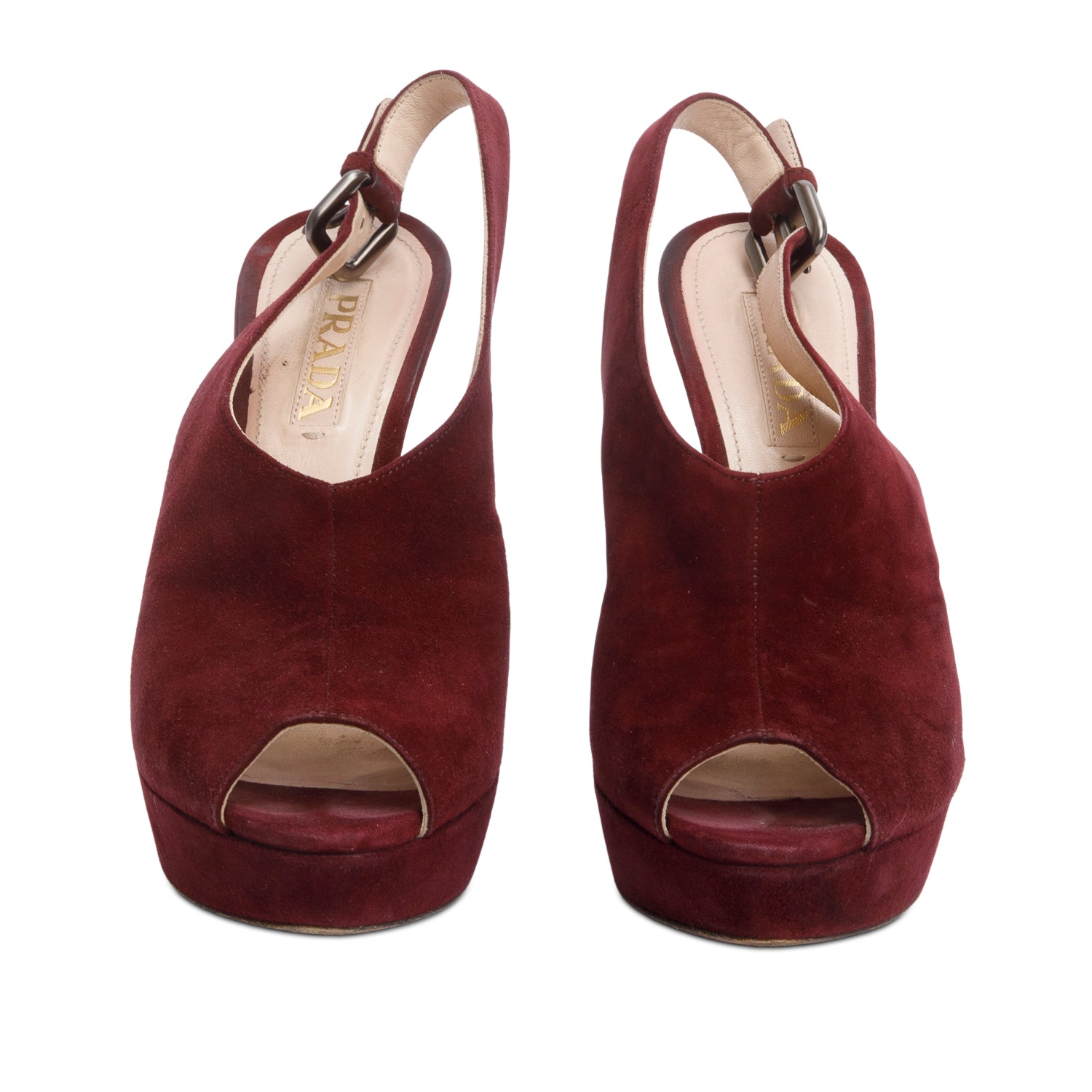 Prada Burgundy Slingback Pumps, Size Handbag Suede Shoes