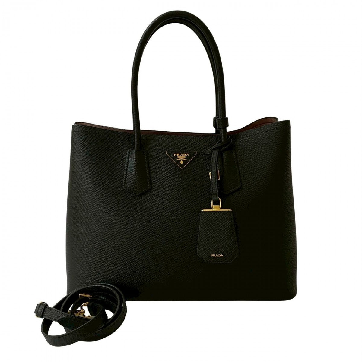 Shoulder Bag Saffiano Cuir Double Leather Black