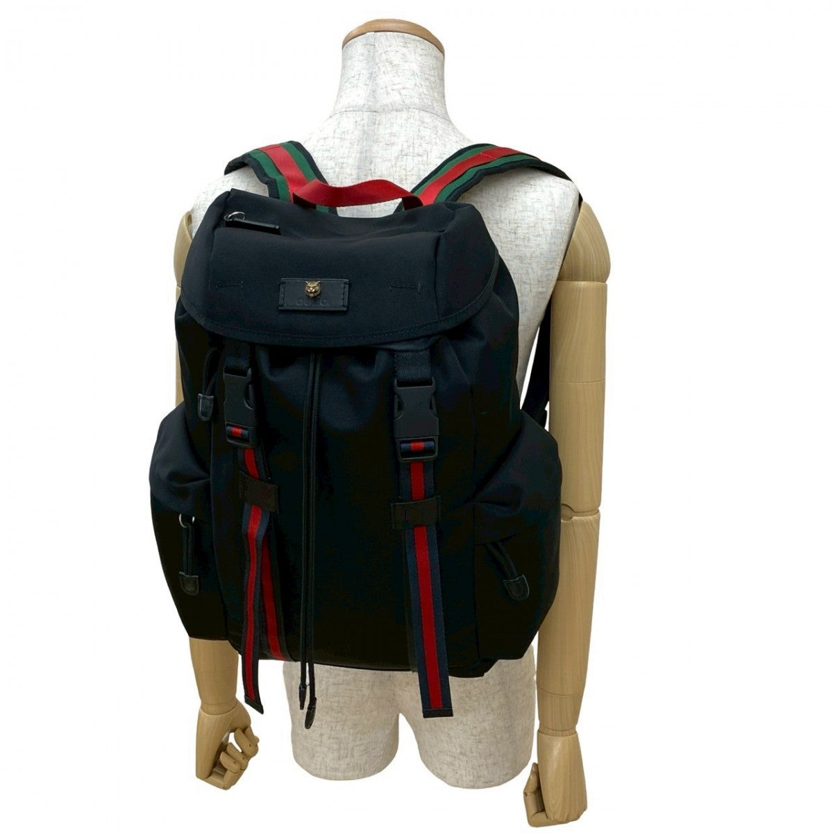 Gucci Backpack Sherry line Taiga head Leather Black