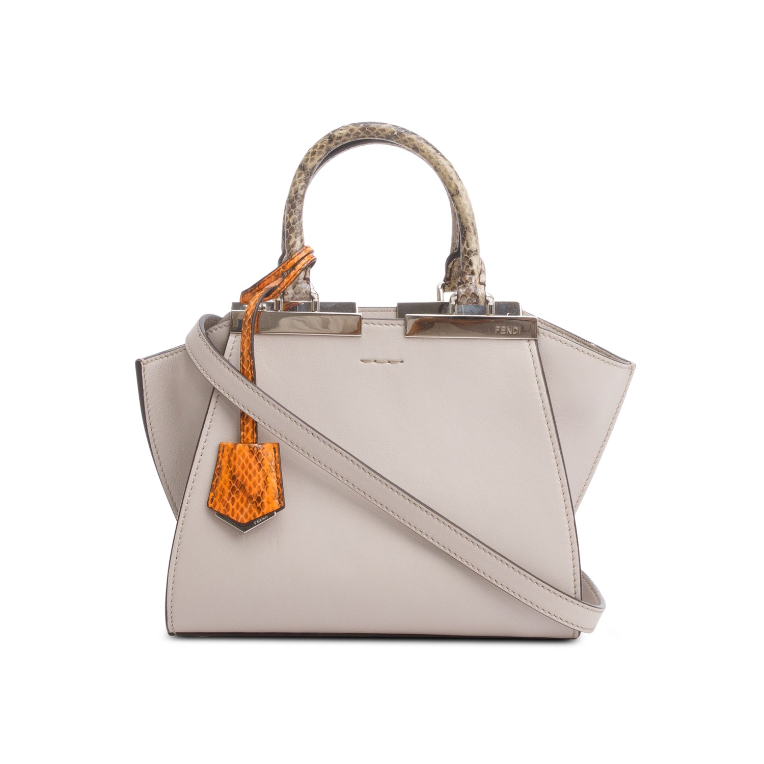 Fendi Grey Vitello Dolce Bi Color Jours Tote Mini Tote Bag