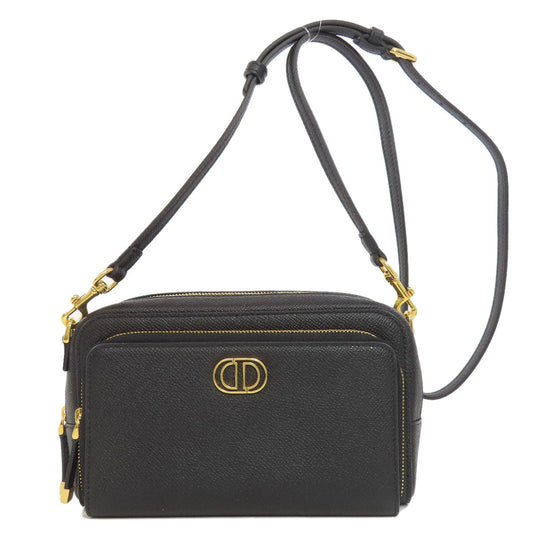Dior Christian Shoulder Bag Calfskin Karo Double Pouch Black