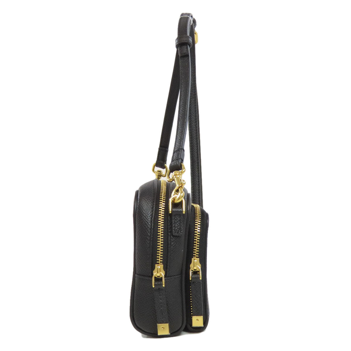 Dior Christian Shoulder Bag Calfskin Karo Double Pouch Black