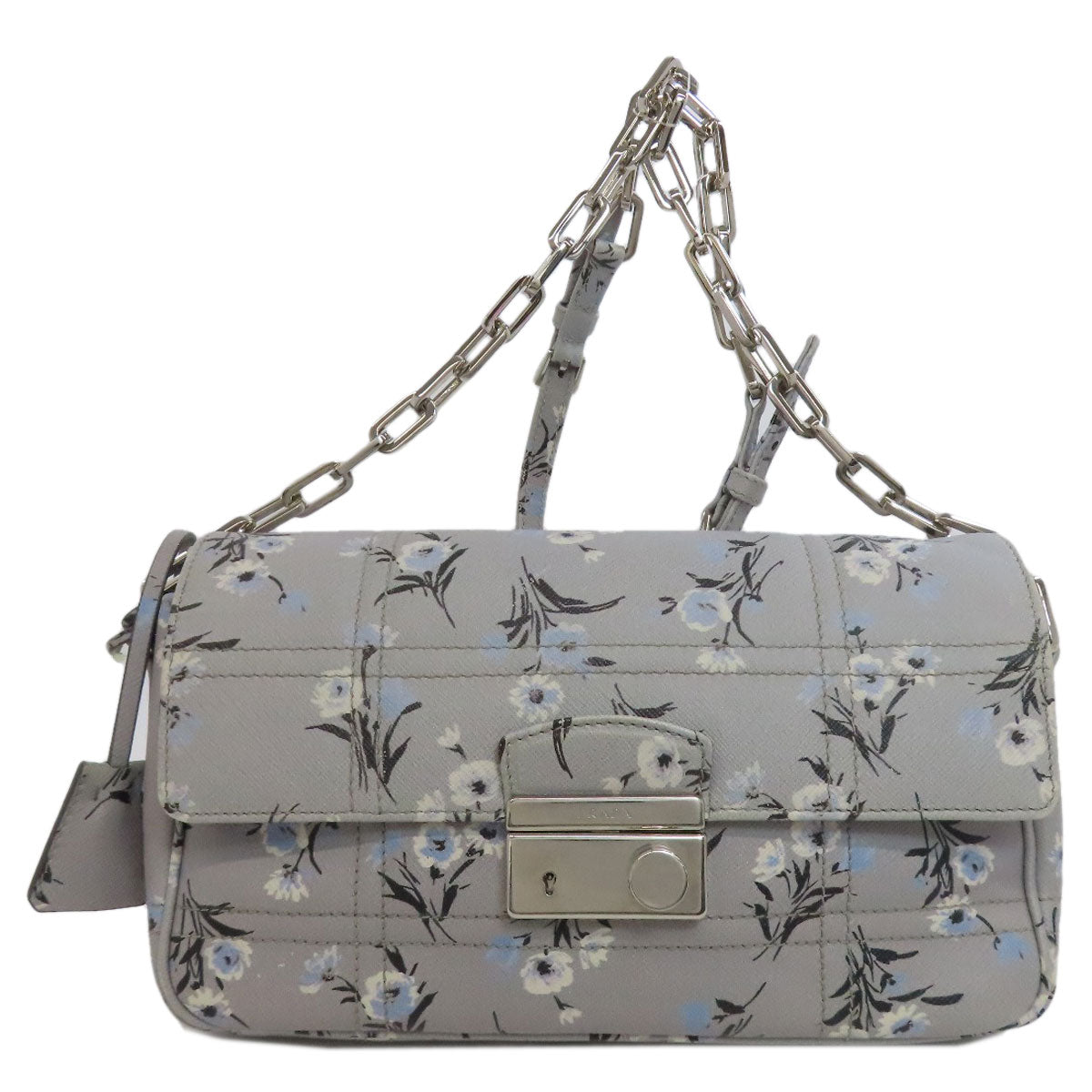Shoulder Bag Pvc Gray Flower Motif