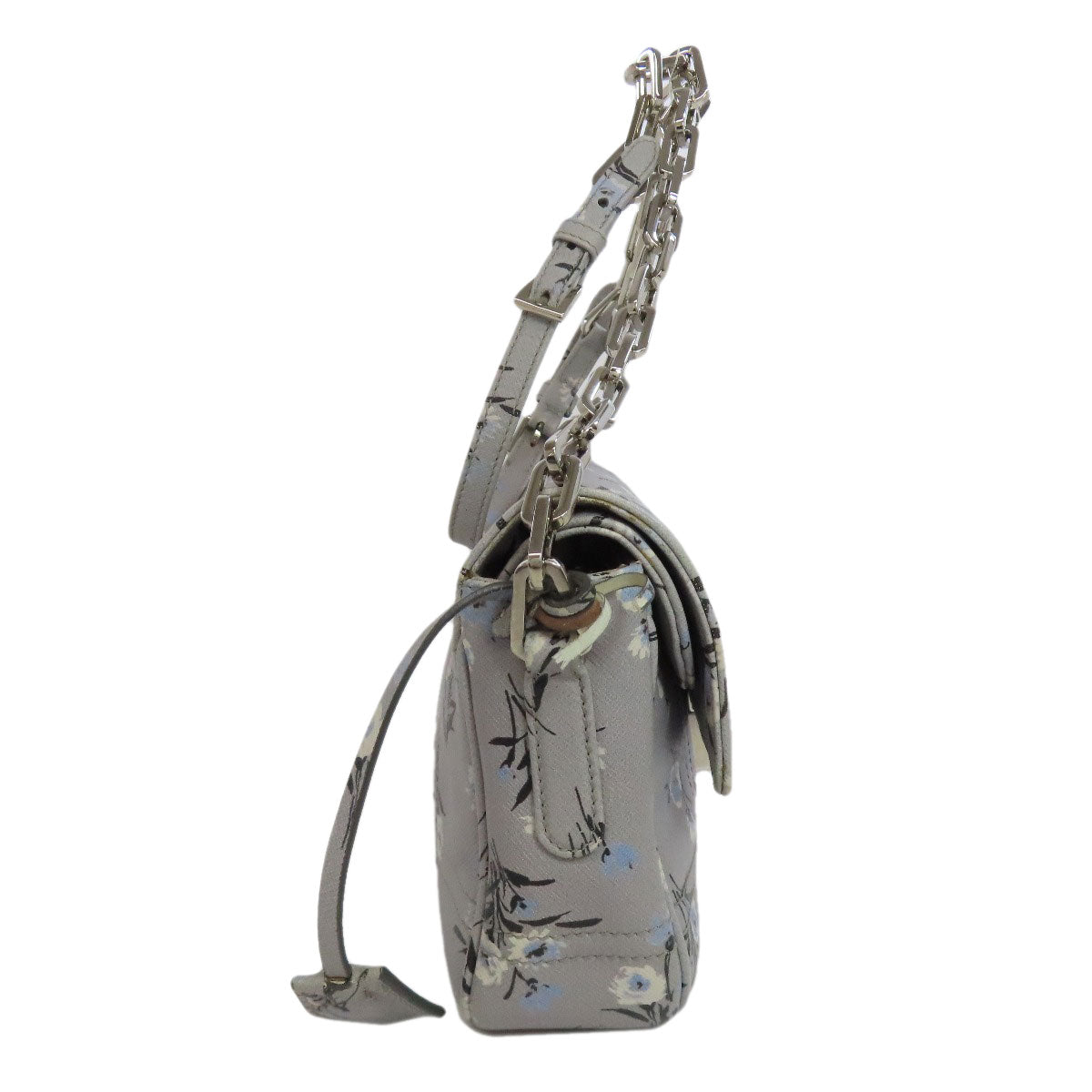Shoulder Bag Pvc Gray Flower Motif