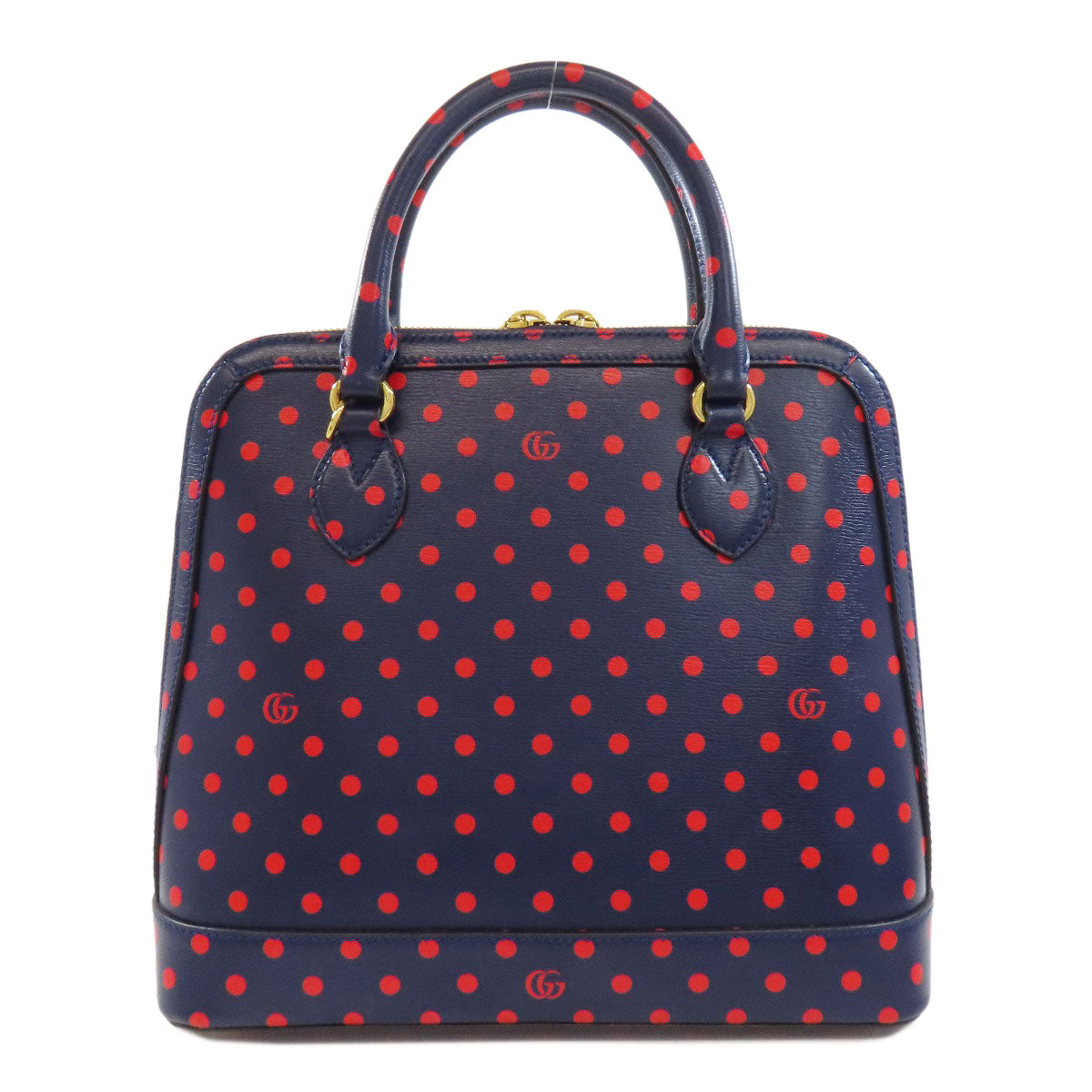 Gucci Horsebit Dot Pattern 2WAY Leather Navy Handbag