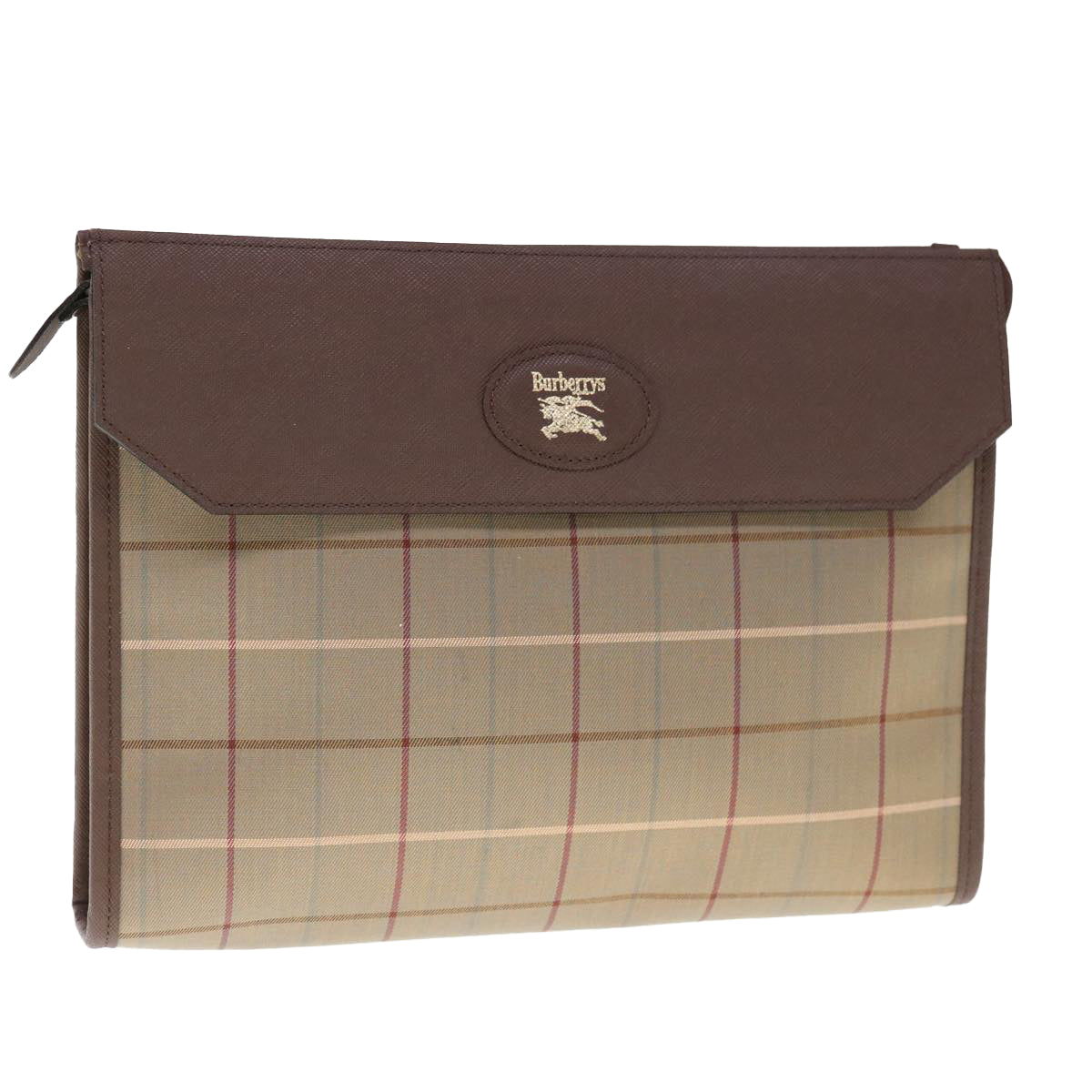 Burberry Luxury ss Nova Check Clutch Bag Auth Canvas Brown