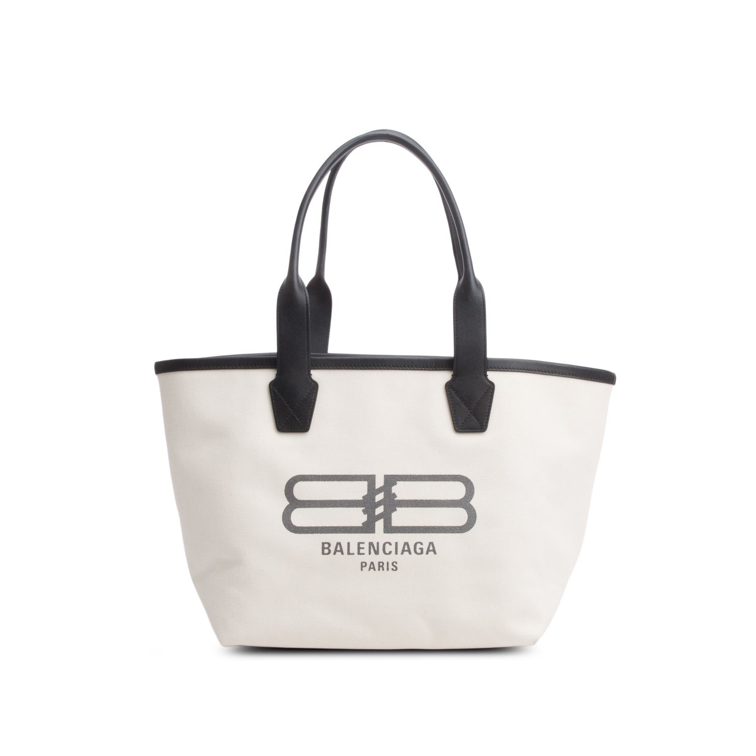 Balenciaga Cotton Calfskin Bb Logo Jumbo Tote Canvas White Tote Bag